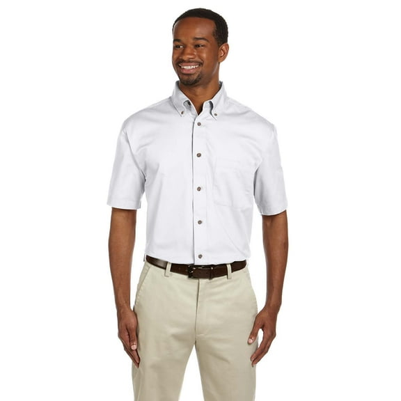 Harriton M500S Men's Easy Blend Short-Sleeve Twill Shirt with Stain-Release
