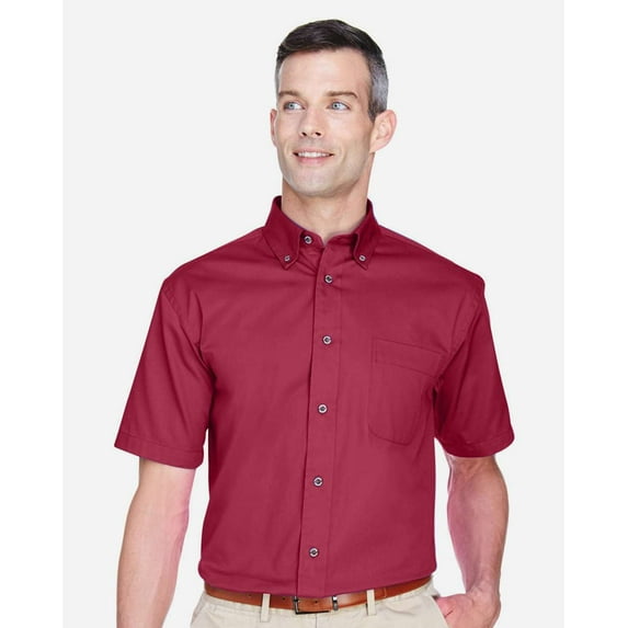 Harriton M500S Men's Easy Blend™ Twill Dress Shirt with Stain-Release-Wine-XS