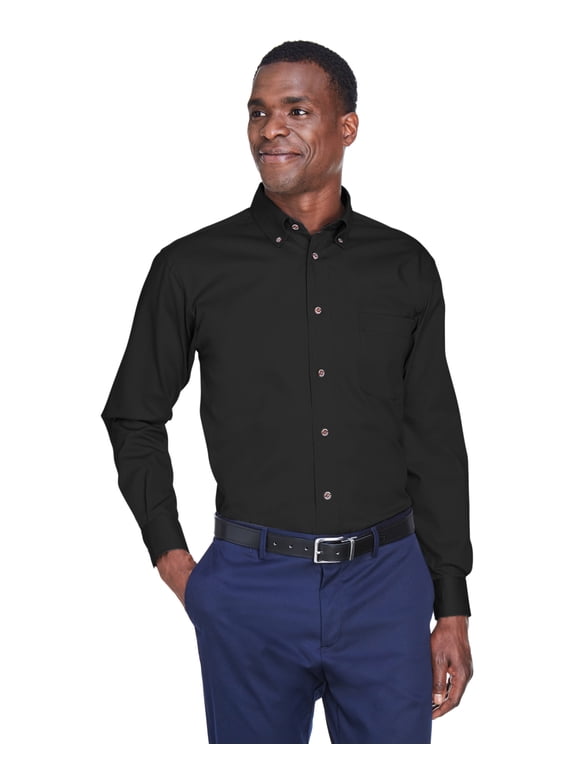 M500T Men's Tall Easy Blend™ Long Sleeve Twill Dress Shirt-Black-2XLT