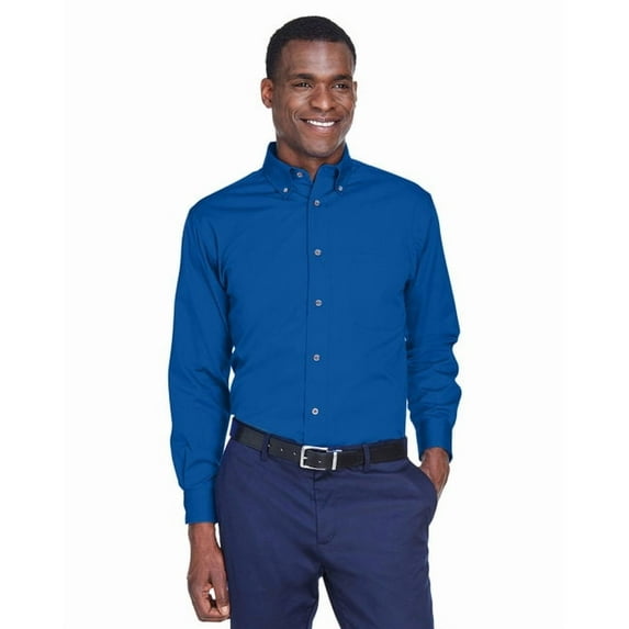 Harriton M500T Men's Tall Easy Blend™ Long Sleeve Twill Dress Shirt-French Blue-3XLT