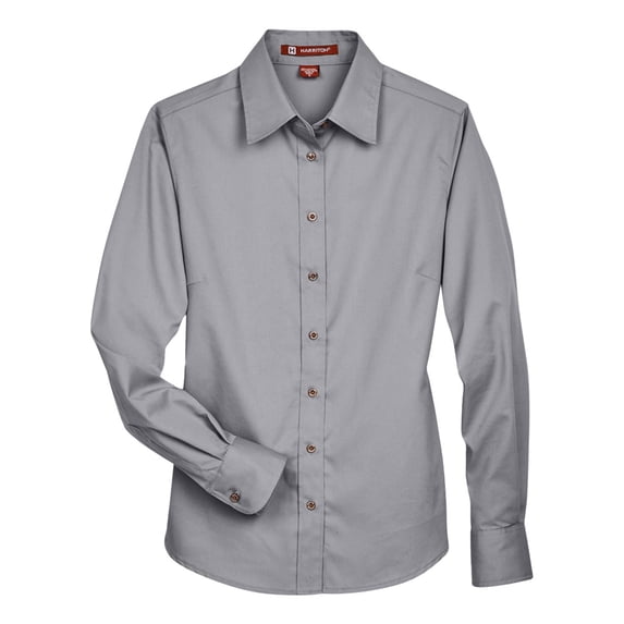 Harriton M500W Ladies' Easy Blend™ Long-Sleeve Twill Shirt with Stain-Release (2 PACK)