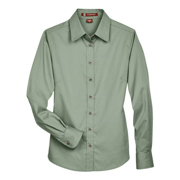 Harriton M500W Ladies' Easy Blend Long-Sleeve Twill Shirt with Stain-Release (2 PACK)