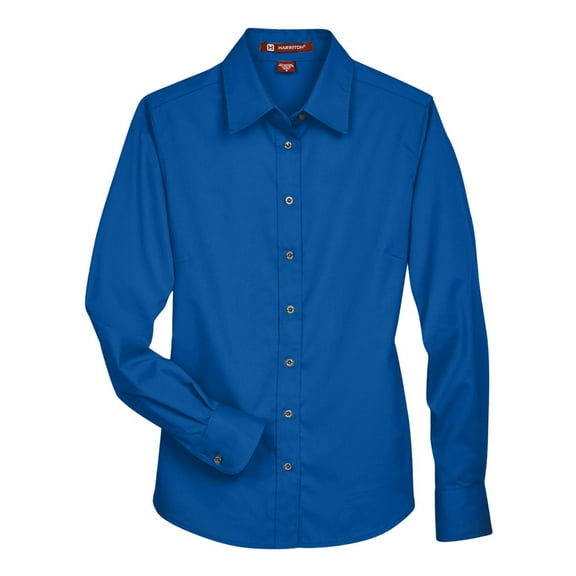 Harriton M500W Ladies' Easy Blend™ Long-Sleeve Twill Shirt with Stain-Release (2 PACK)