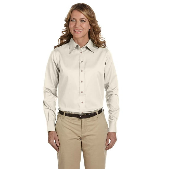 Harriton M500W Ladies Easy Blend Long-Sleeve Twill Shirt with Stain-Release
