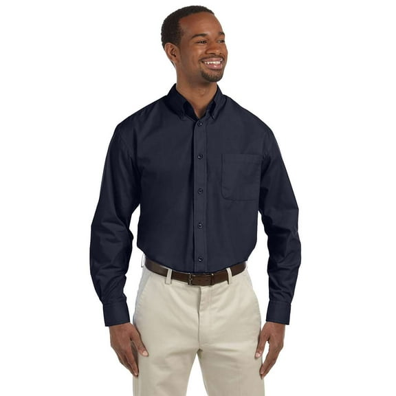 Harriton M510 Men's Essential Poplin-Navy-2XL