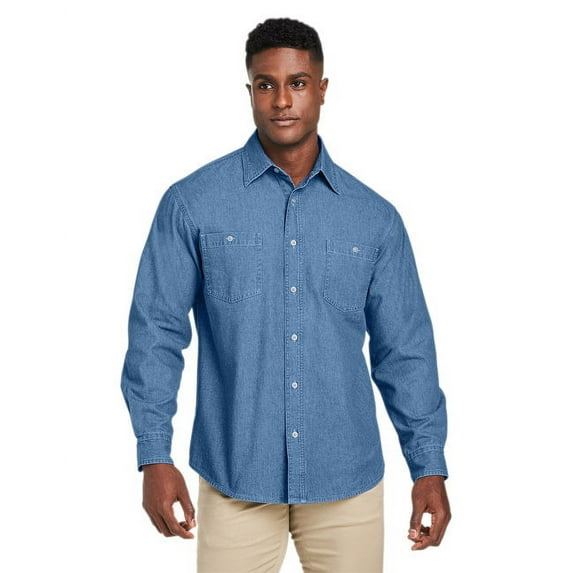 Harriton M540 Unisex Denim Shirt Jacket-Light Denim-2XL
