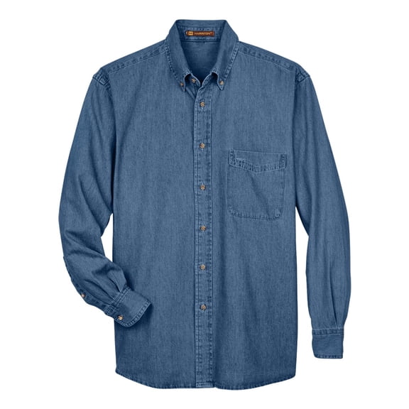 Harriton M550 Men's 6.5 oz. Long-Sleeve Denim Shirt (2 PACK)
