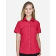 thumbnail image 1 of Harriton M560W Women's Barbados Textured Camp Shirt-PARROT RED-2XL, 1 of 3