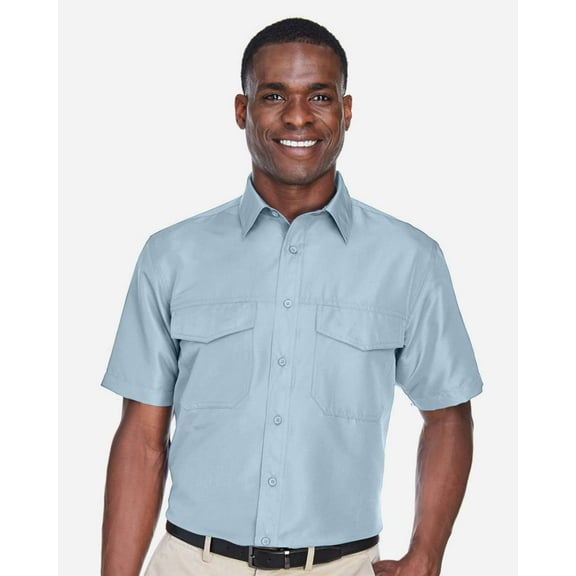 Harriton M580 Men's Key West Short Sleeve Performance Staff Shirt-Cloud Blue-4XL