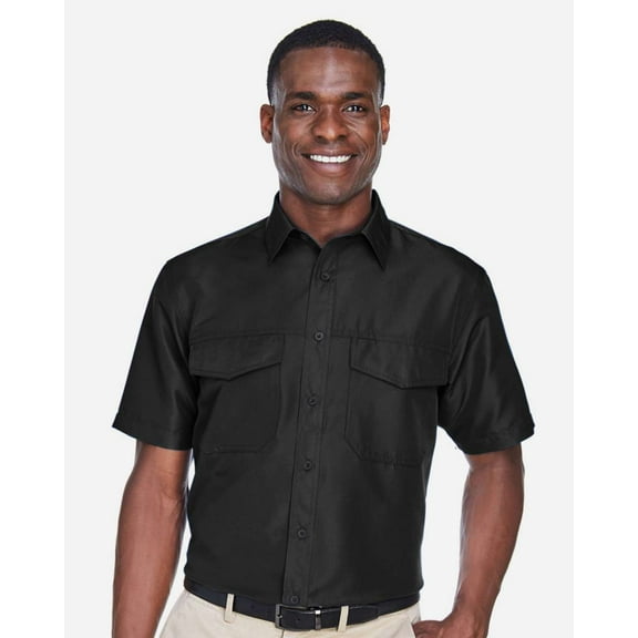Harriton M580 Men's Key West Short Sleeve Performance Staff Shirt-Black-4XL