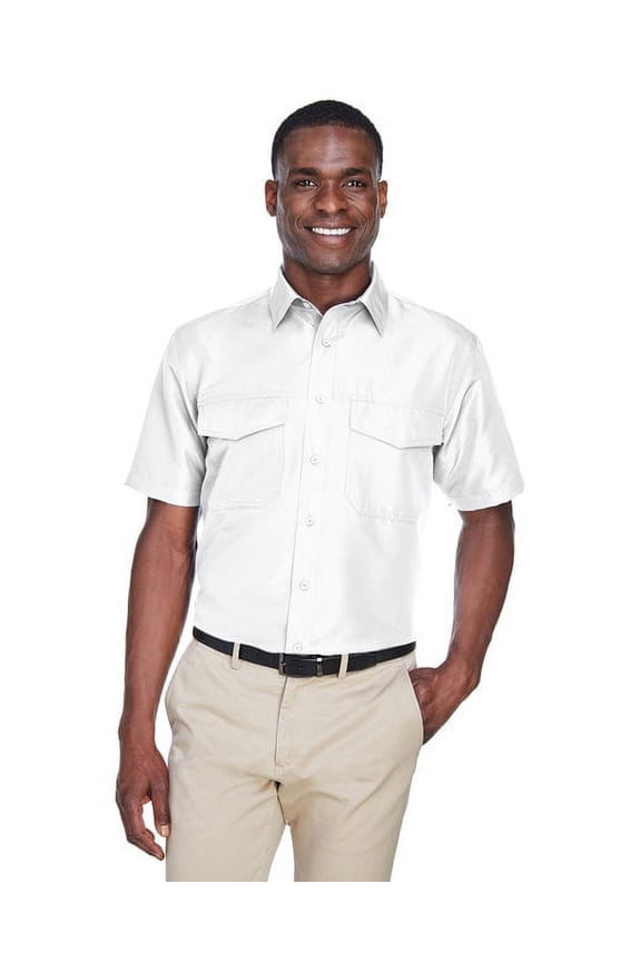 M580 Men's Key West Short Sleeve Performance Staff Shirt-White-XL