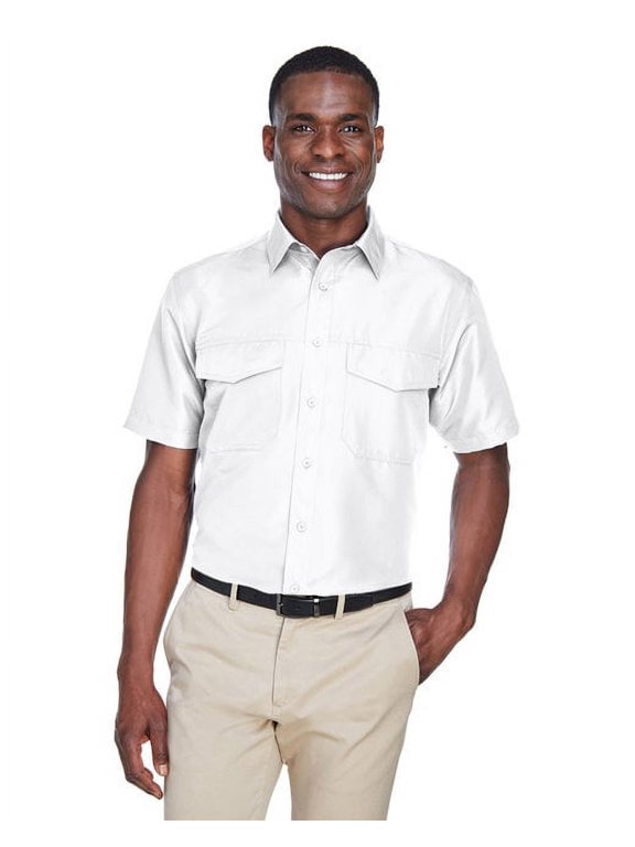 M580 Men's Key West Short Sleeve Performance Staff Shirt-White-XL