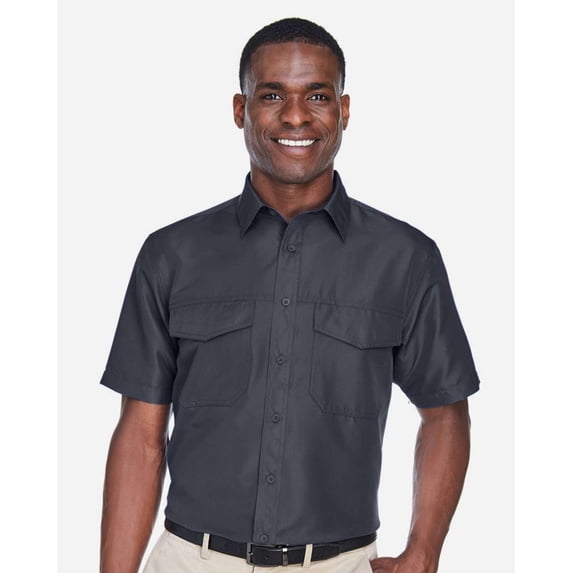 Harriton M580 Men's Key West Short Sleeve Performance Staff Shirt-Dark Charcoal-2XL