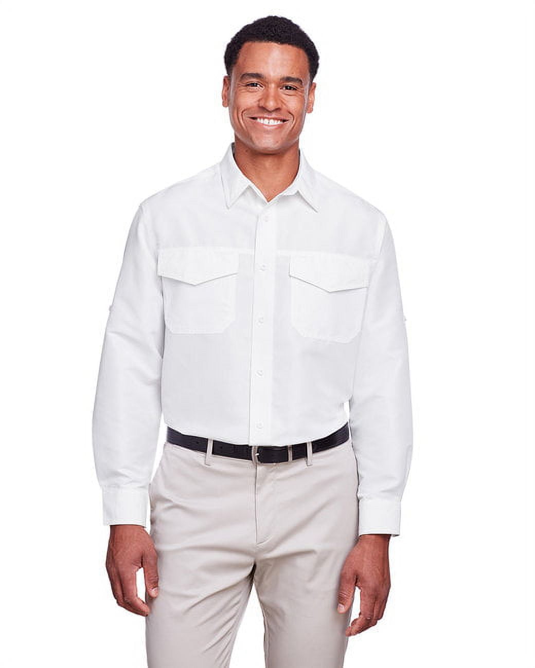 Harriton M580L - Men's Key West Long-Sleeve Performance Staff Shirt White - 5XL