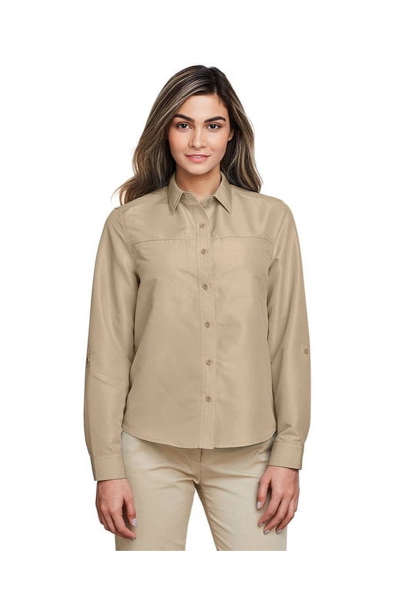 M580LW Women's Key West Long Sleeve Performance Staff Shirt-Khaki-M