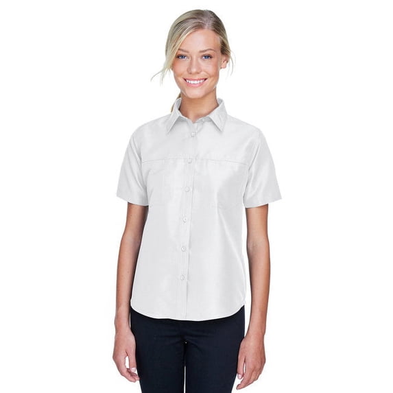 Harriton M580W Women's Key West Short Sleeve Performance Staff Shirt-White-3XL