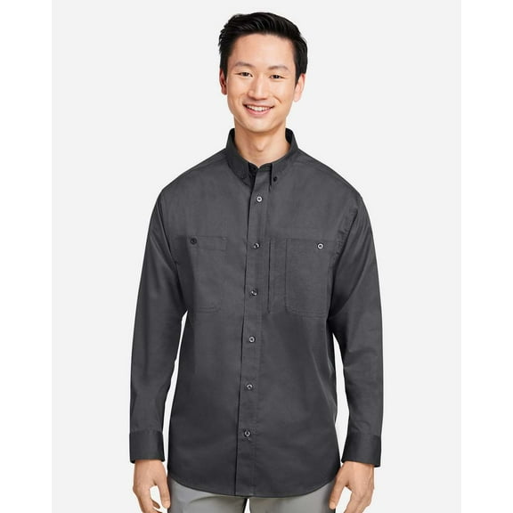 Harriton M585L Men's Advantage IL Long Sleeve Workshirt-Dark Charcoal-3XL