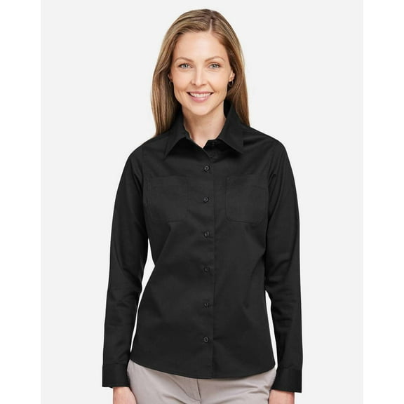 Harriton M585LW Women's Advantage IL Workshirt-Black-M