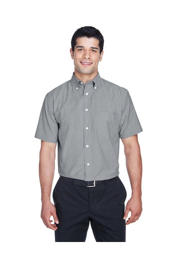 M600S Men's Oxford Short Sleeve with Stain-Release-Oxford Grey-M