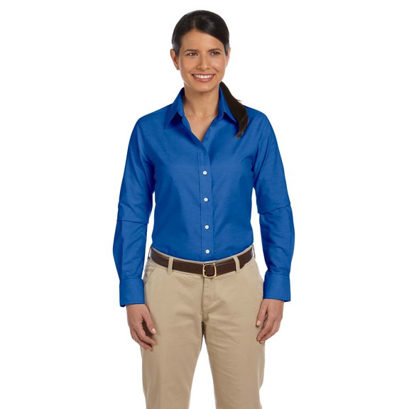 Harriton M600W Ladies Long-Sleeve Oxford with Stain-Release