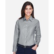 Harriton M600W Womens Long Sleeve Oxford Dress Shirt-Oxford Grey-S