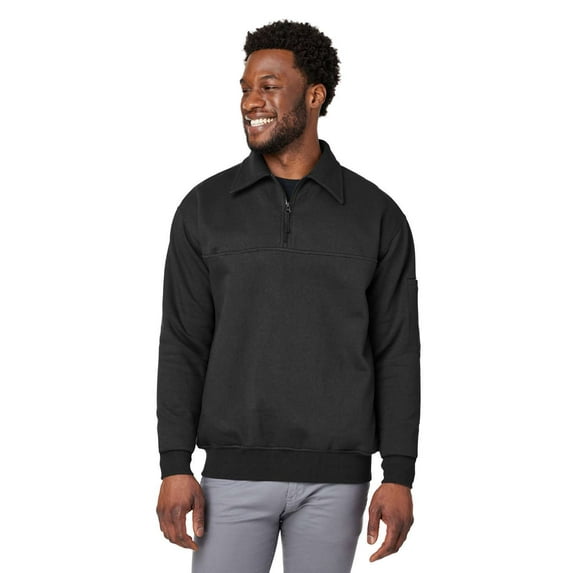 Harriton M712 Unisex ClimaBloc™ Heavyweight Tactical Quarter-Zip Pullover-Black-2XL