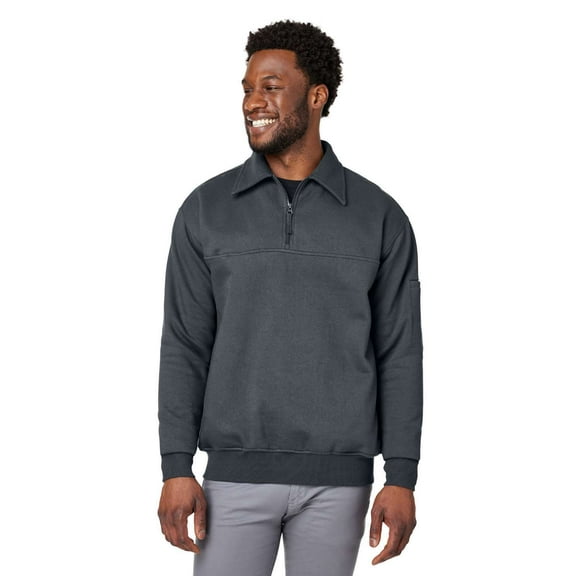 Harriton M712 Unisex ClimaBloc™ Heavyweight Tactical Quarter-Zip Pullover-Dark Charcoal-2XL