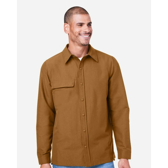 Harriton M72 Unisex Flex Twill Overshirt-Duck Brown-4XL