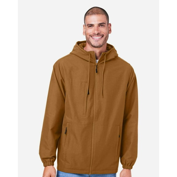 Harriton M73 Unisex Flex Twill Hooded Jacket-Duck Brown-XS