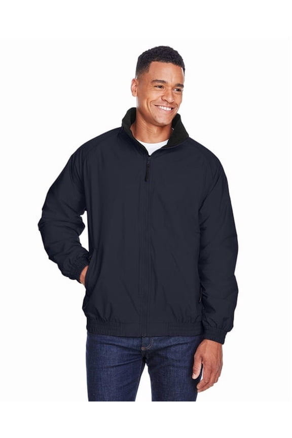 M740 Unisex Fleece Lined Nylon Jacket-Navy/ Black-L
