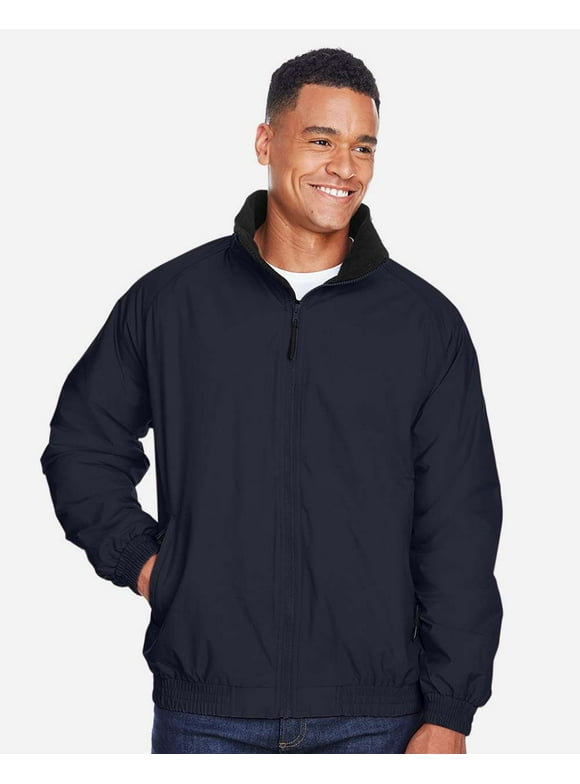 M740 Unisex Fleece Lined Nylon Jacket-Navy/ Black-2XL