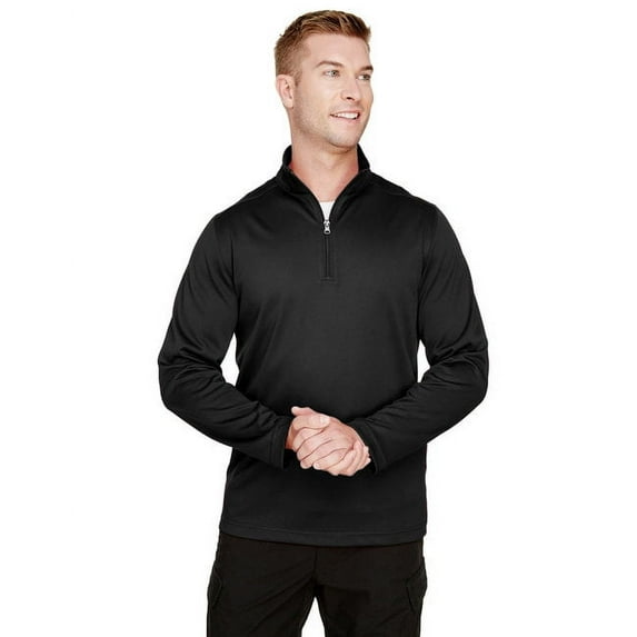 Harriton M748 Men's Advantage Snag Protection Plus Quarter-Zip Pullover-Black-3XL
