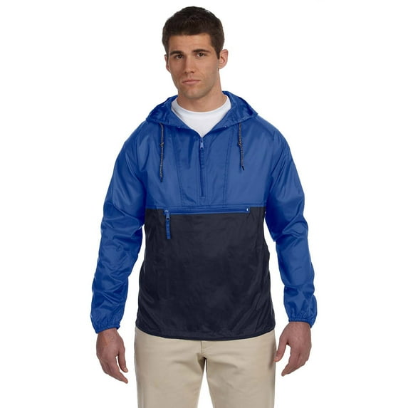 Harriton M750 Packable Nylon Jacket - Royal/Navy - X-Large