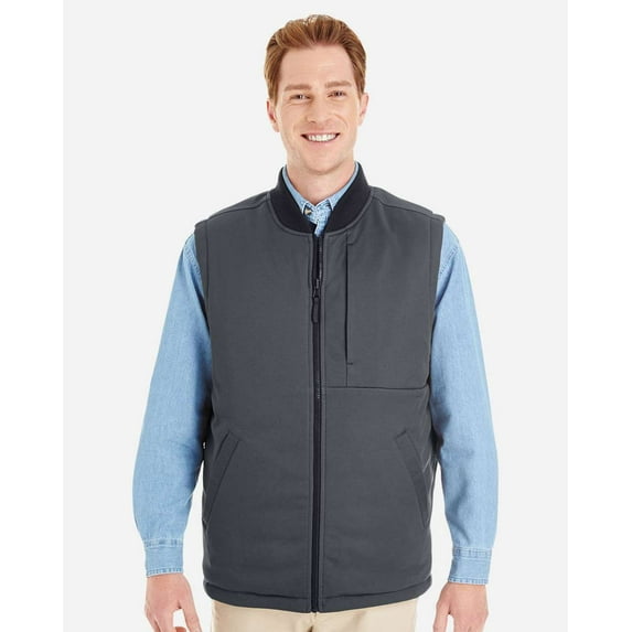 Harriton M776 Unisex Dockside Interactive Reversible Freezer Vest-Black/ Dark Charcoal-L