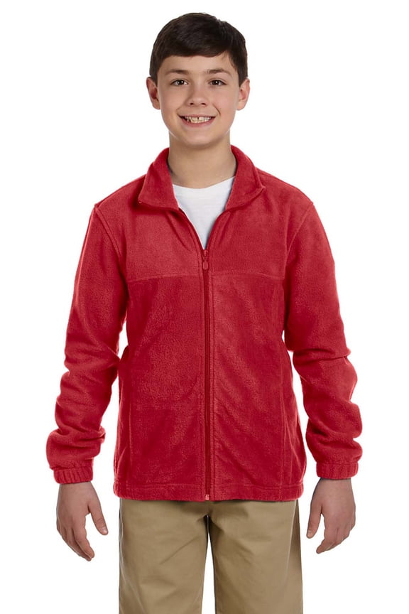 M990Y Youth Full Zip Fleece Jacket - Red - Large