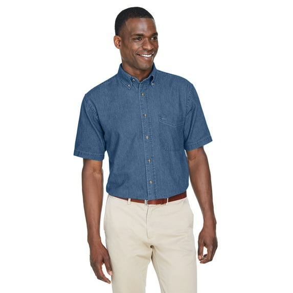 Harriton Men's 6.5 oz. Short-Sleeve Denim Shirt - M550S