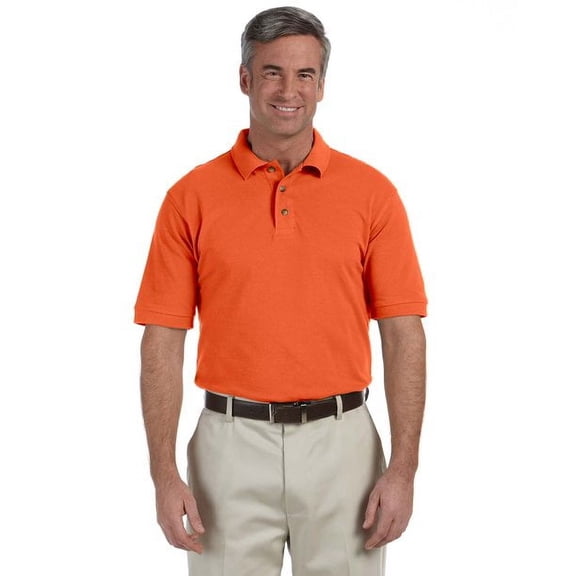 Harriton Men's Ringspun Cotton Pique Short Sleeve Polo M200 Orange M