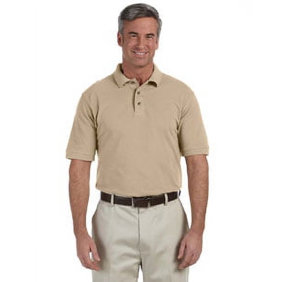 Harriton M200 Mens 6 oz. Ringspun Cotton Pique Short-Sleeve Polo, 3XL, STONE