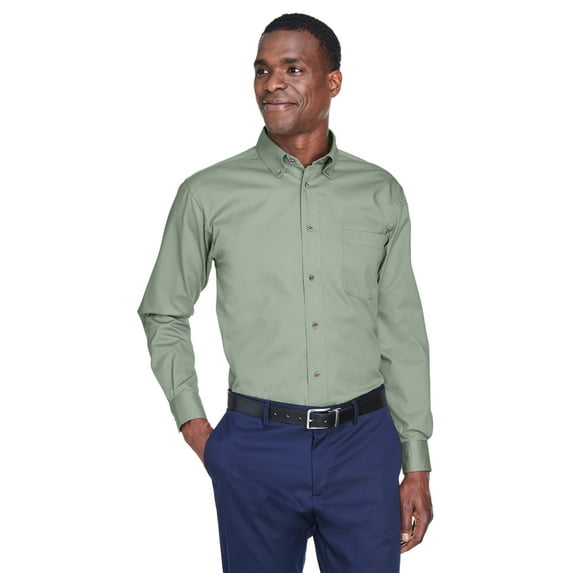 Harriton Men's Easy Blendâ„¢ Long-Sleeve Twill Shirt with Stain-Release - M500