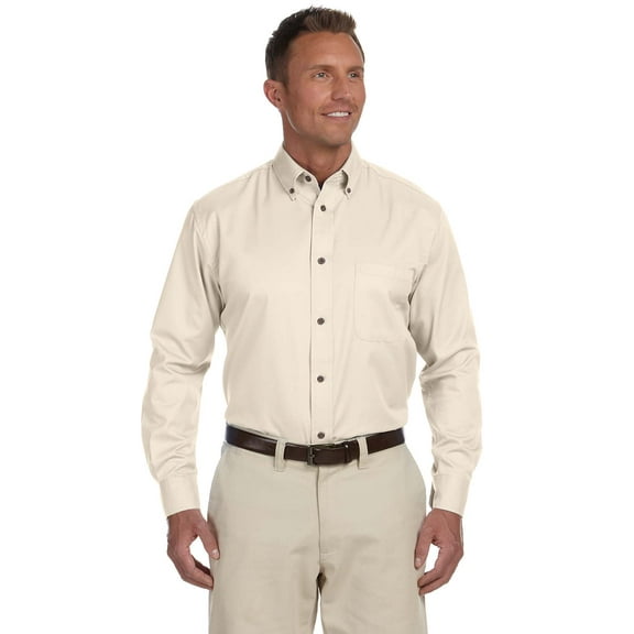 Harriton Men's Easy Blend™ Long-Sleeve Twill Shirt with Stain-Release