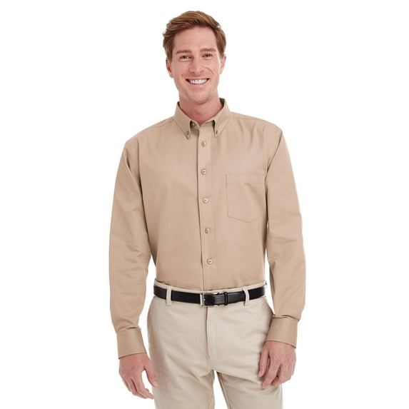 Harriton Men's Foundation 100% Cotton Long-Sleeve Twill Shirt with Teflonâ„¢ - M581