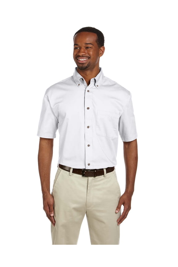 M500S Men's Easy Blend Short-Sleeve Twill Shirt with Stain Release, WHITE, 4XL
