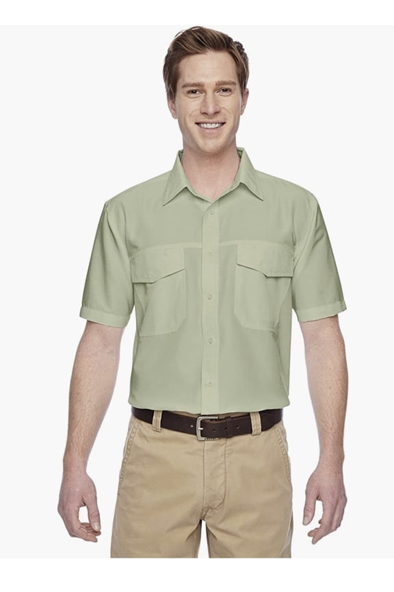 M580 Harriton Men's Key West Short-Sleeve Performance Staff Shirt Green Mist S