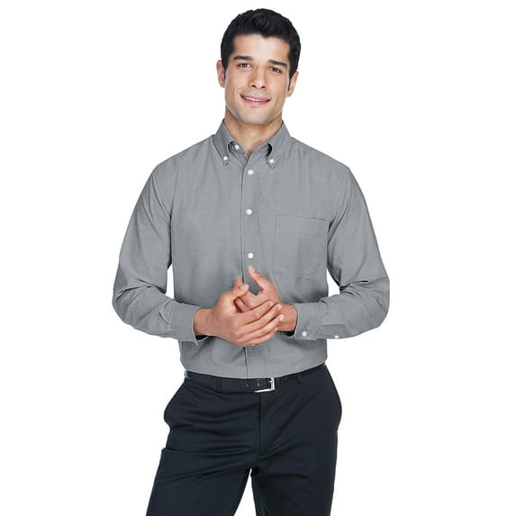 Harriton Men's Long-Sleeve Oxford with Stain-Release - M600