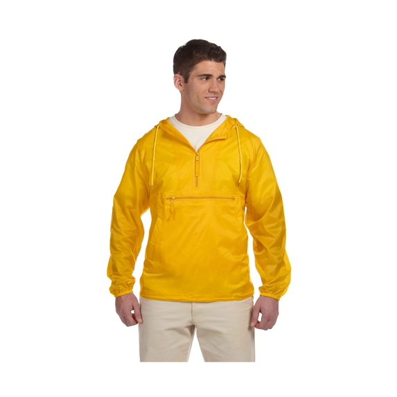 Harriton Men's Nylon Packable Pullover Hooded Jacket, Style M750