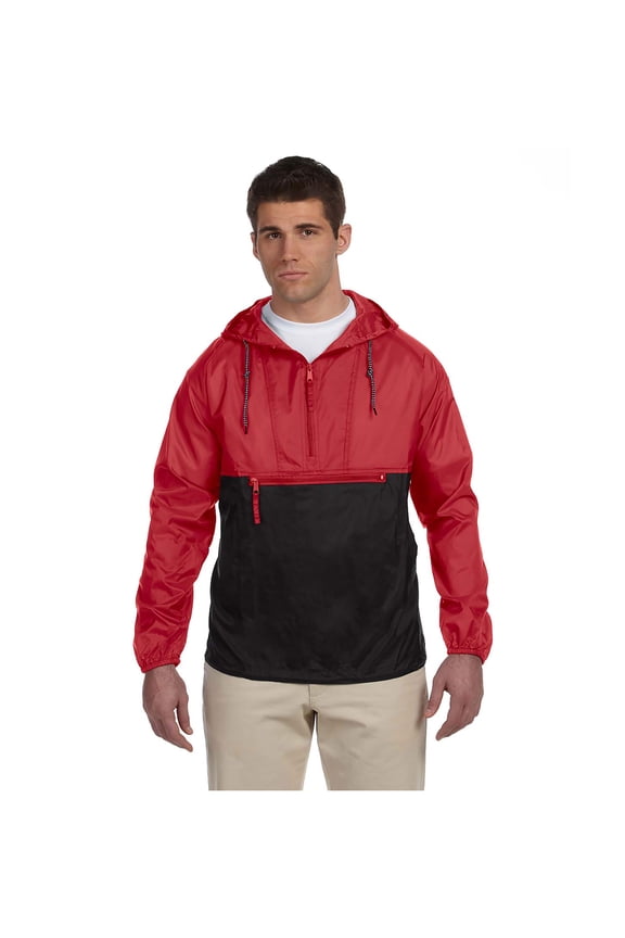 Men's Nylon Packable Pullover Hooded Jacket, Style M750