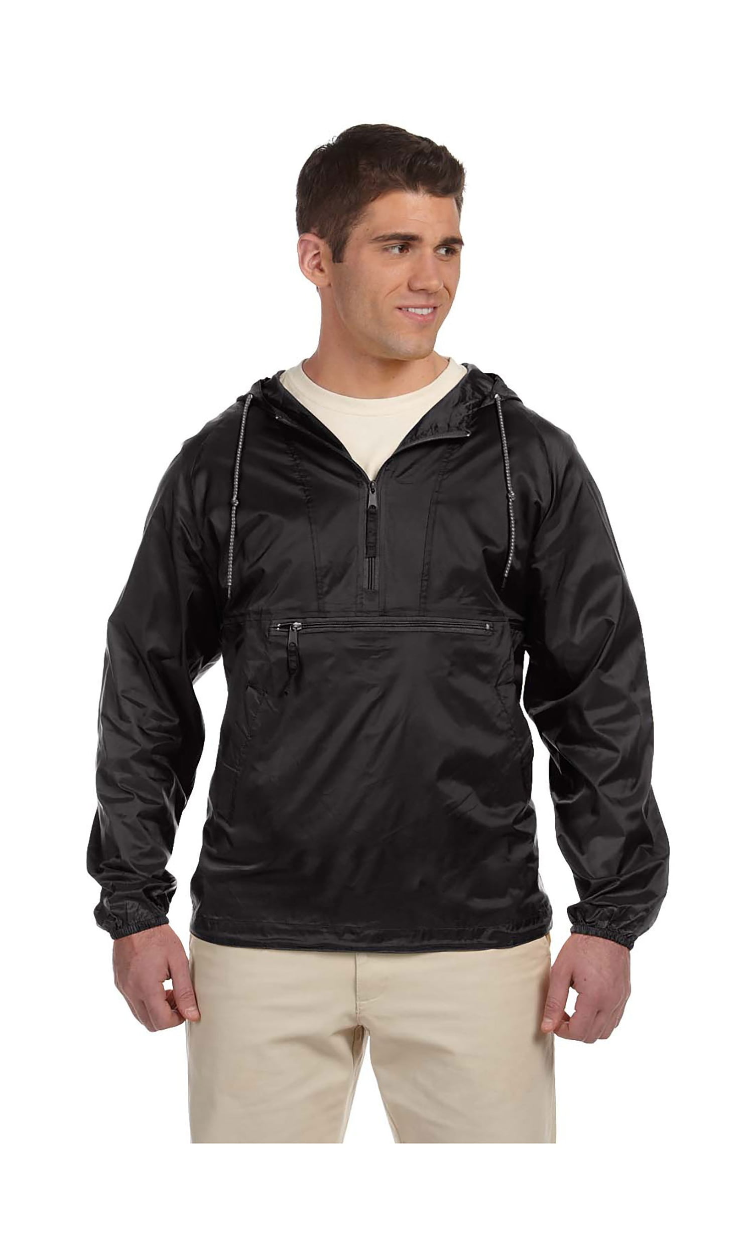 Harriton Men's Nylon Packable Pullover Hooded Jacket, Style M750