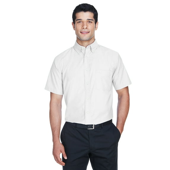 Harriton Men's Short-Sleeve Oxford with Stain-Release - M600S