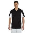 thumbnail image 1 of Harriton Men's Side Blocked Micro-Piqué Polo - BLACK/ WHITE - L, 1 of 2