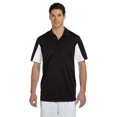 thumbnail image 1 of Harriton Men's Side Blocked Micro-Piqué Polo - BLACK/ WHITE - M, 1 of 2